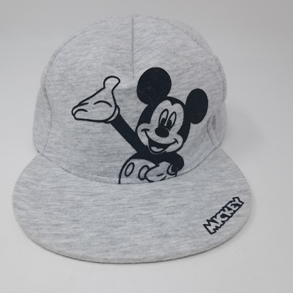 H&M Disney Baby Mickey Mouse Heather Gray Jersey Fitted Elastic Back Hat USβ 9M